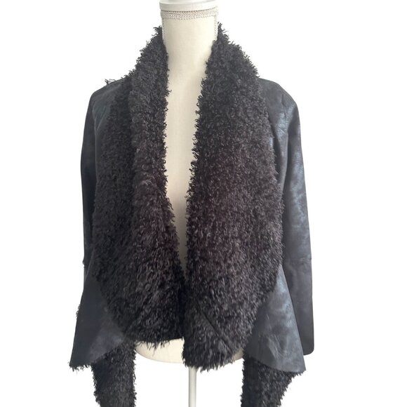 CARAPACE Faux Fur Trimmed Swing Jacket Coat Size Small - Picture 1 of 6